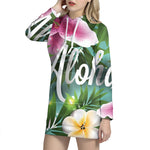 Aloha Hawaiian Flower Print Pullover Hoodie Dress