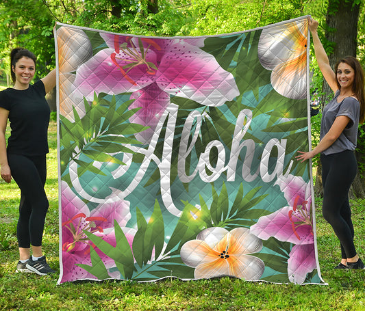 Aloha Hawaiian Flower Print Quilt