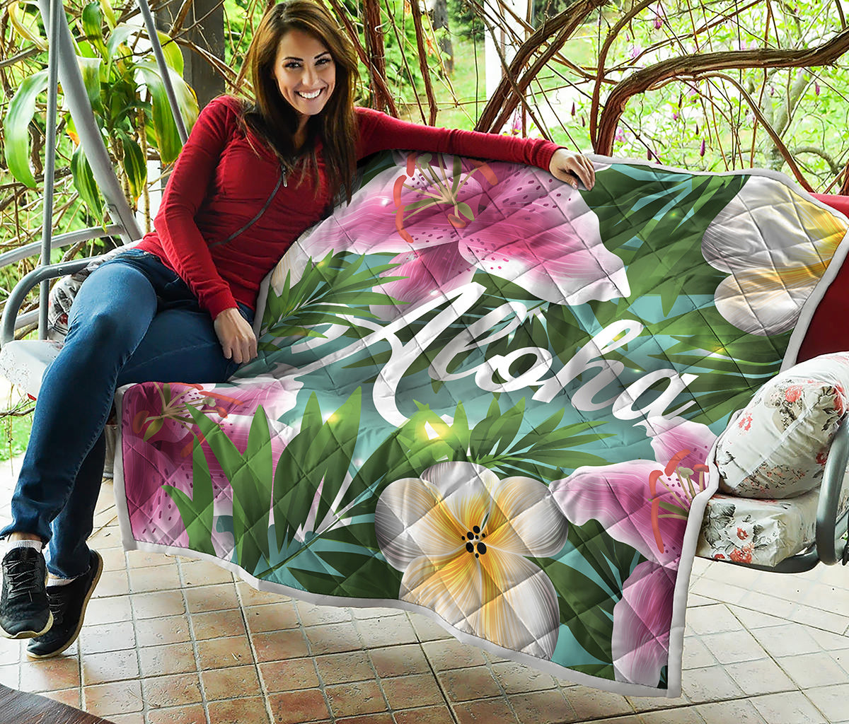 Aloha Hawaiian Flower Print Quilt