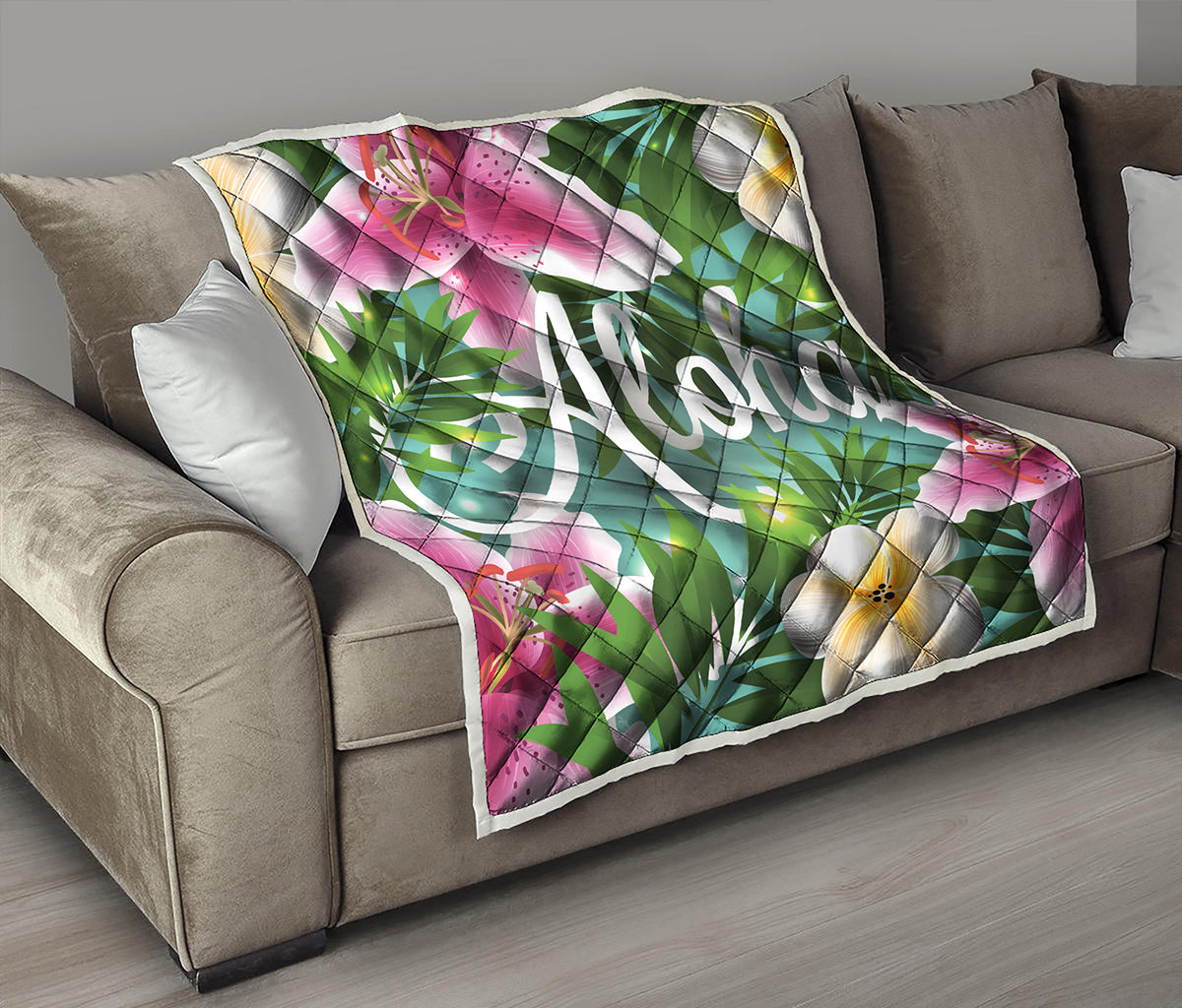 Aloha Hawaiian Flower Print Quilt