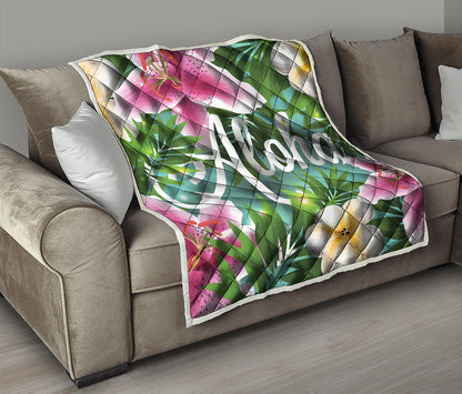 Aloha Hawaiian Flower Print Quilt