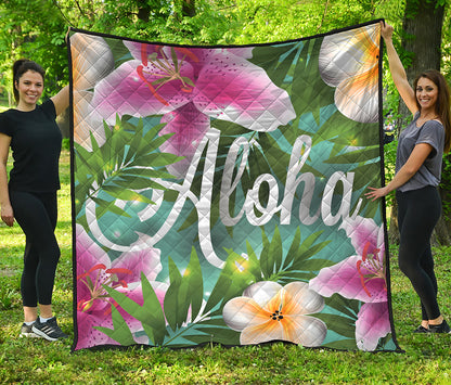 Aloha Hawaiian Flower Print Quilt