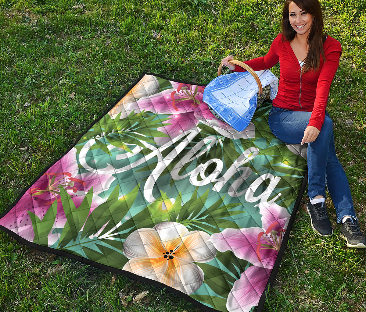 Aloha Hawaiian Flower Print Quilt