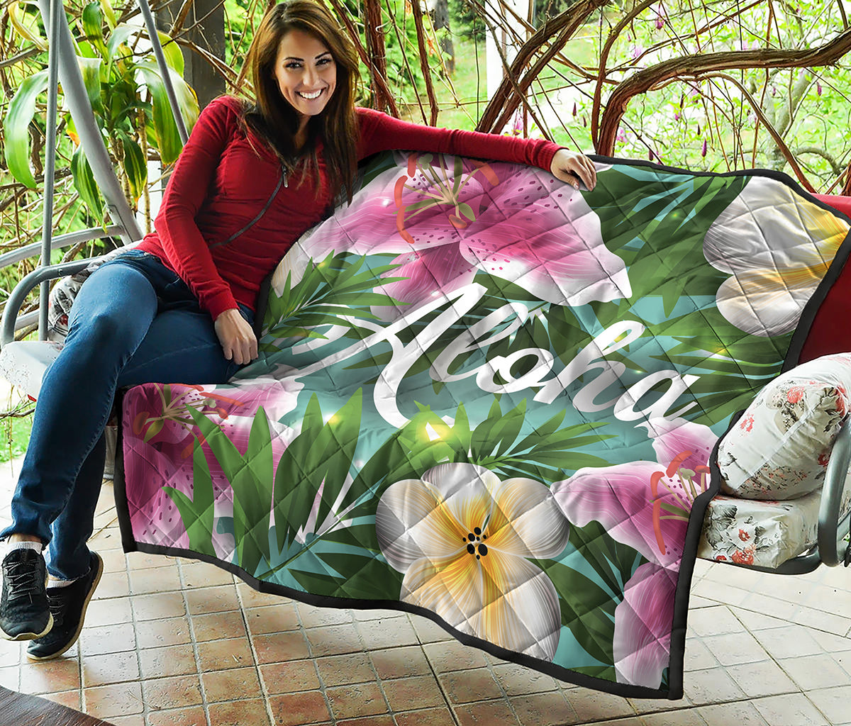 Aloha Hawaiian Flower Print Quilt