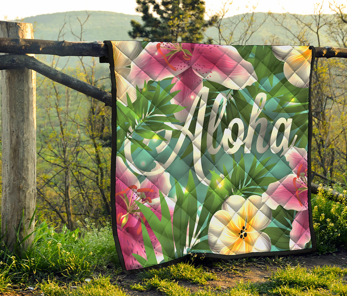 Aloha Hawaiian Flower Print Quilt