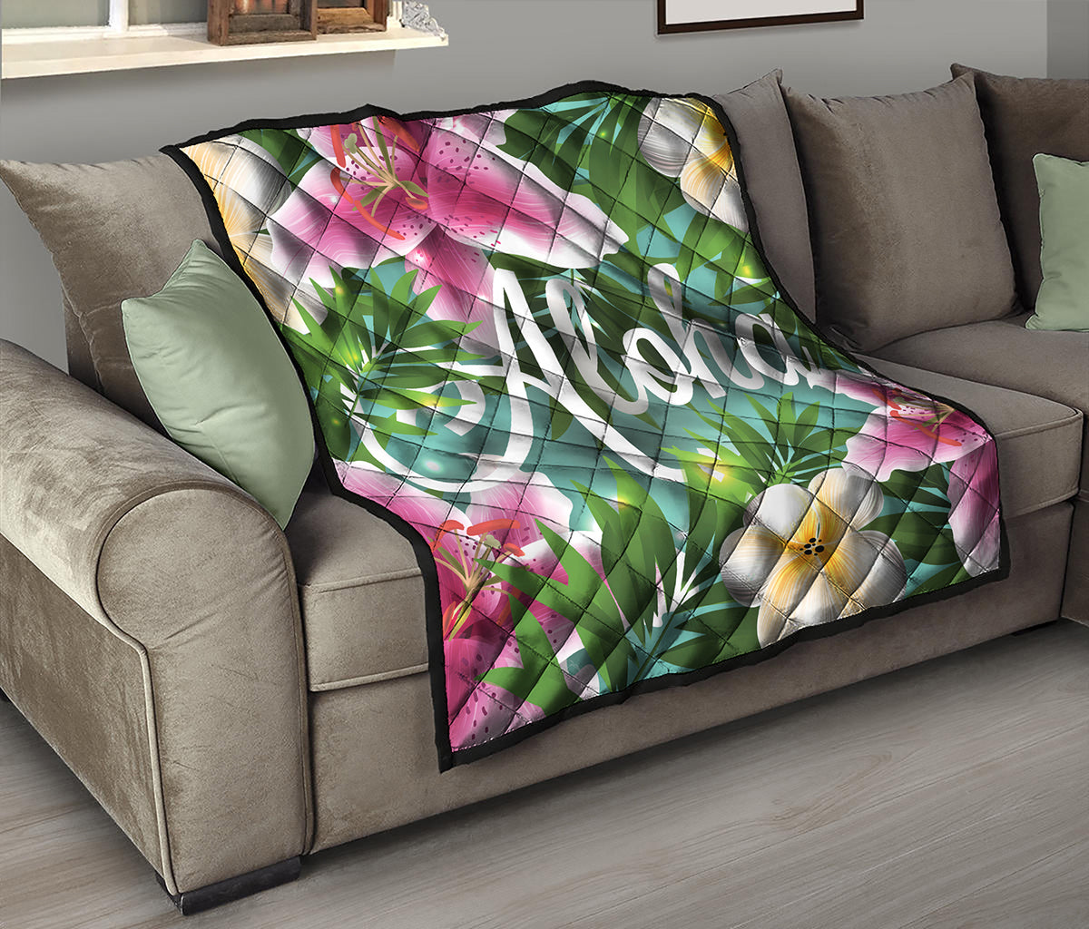 Aloha Hawaiian Flower Print Quilt