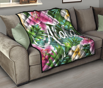 Aloha Hawaiian Flower Print Quilt