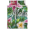 Aloha Hawaiian Flower Print Quilt Bed Set