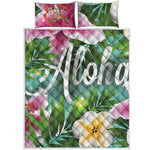 Aloha Hawaiian Flower Print Quilt Bed Set