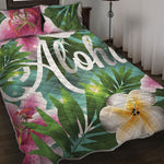 Aloha Hawaiian Flower Print Quilt Bed Set