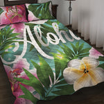 Aloha Hawaiian Flower Print Quilt Bed Set
