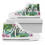 Aloha Hawaiian Flower Print White High Top Shoes