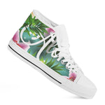 Aloha Hawaiian Flower Print White High Top Shoes