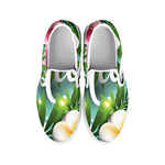 Aloha Hawaiian Flower Print White Slip On Shoes