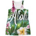 Aloha Hawaiian Flower Print Women's Racerback Tank Top