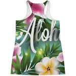 Aloha Hawaiian Flower Print Women's Racerback Tank Top