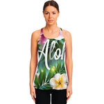 Aloha Hawaiian Flower Print Women's Racerback Tank Top