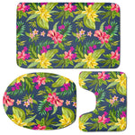 Aloha Hawaiian Flowers Pattern Print 3 Piece Bath Mat Set