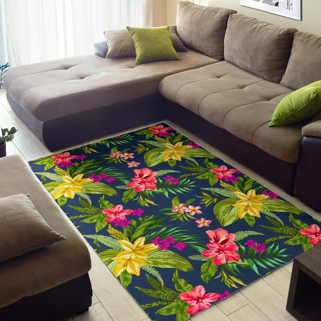 Aloha Hawaiian Flowers Pattern Print Area Rug GearFrost