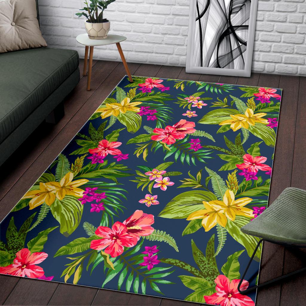 Aloha Hawaiian Flowers Pattern Print Area Rug GearFrost