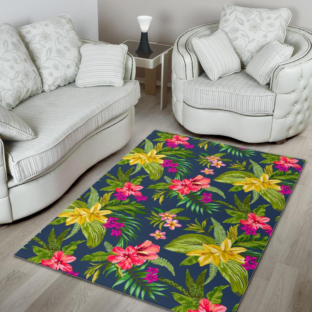 Aloha Hawaiian Flowers Pattern Print Area Rug GearFrost