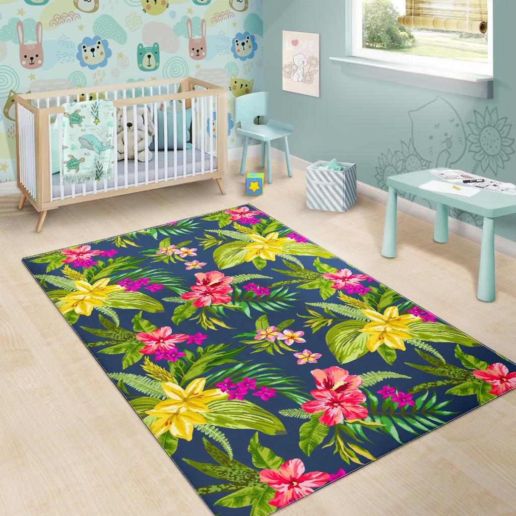 Aloha Hawaiian Flowers Pattern Print Area Rug GearFrost