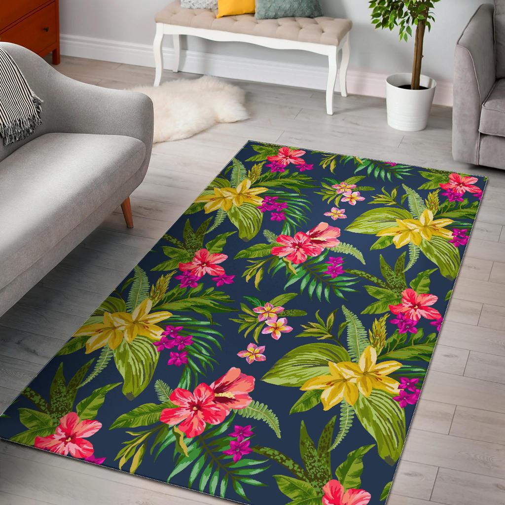 Aloha Hawaiian Flowers Pattern Print Area Rug GearFrost