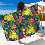 Aloha Hawaiian Flowers Pattern Print Beach Sarong Wrap