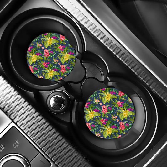 Aloha Hawaiian Flowers Pattern Print Car Coasters