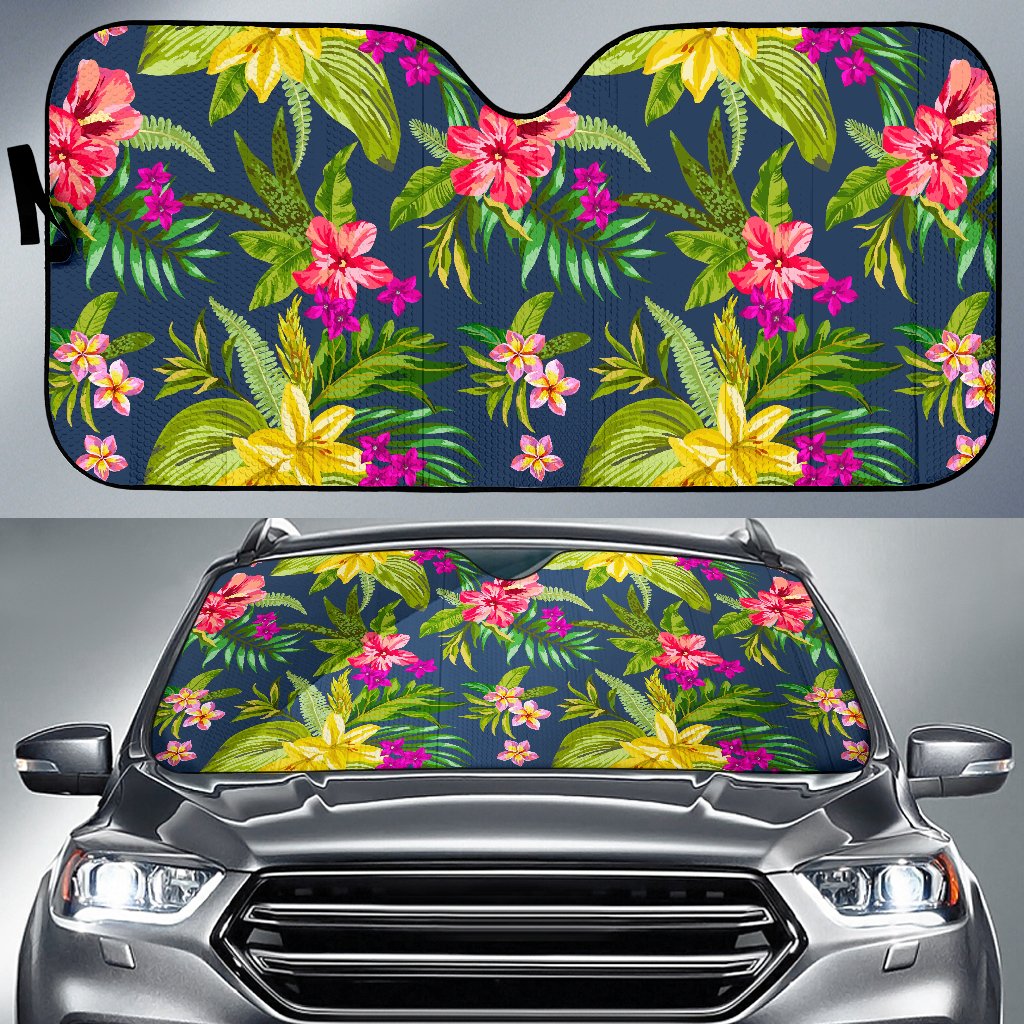 Aloha Hawaiian Flowers Pattern Print Car Sun Shade GearFrost