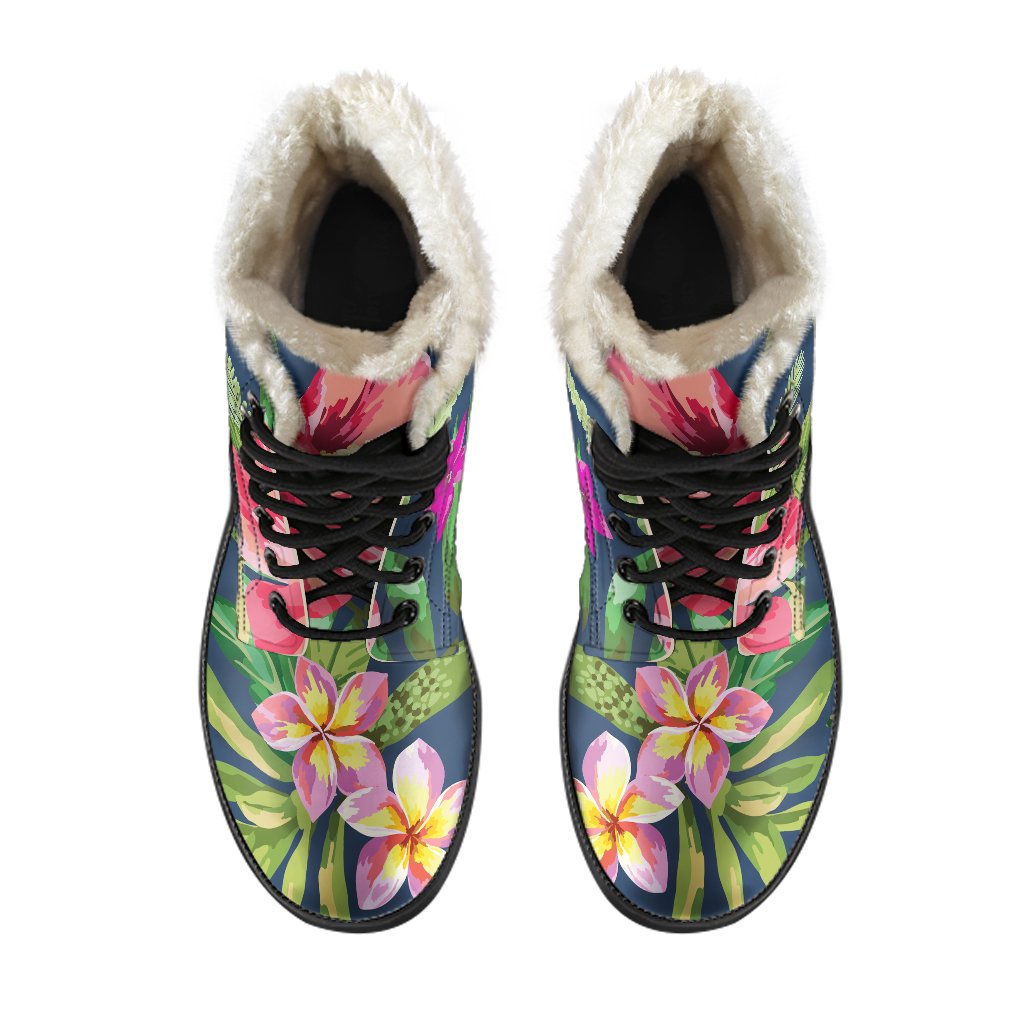 Aloha Hawaiian Flowers Pattern Print Comfy Boots GearFrost