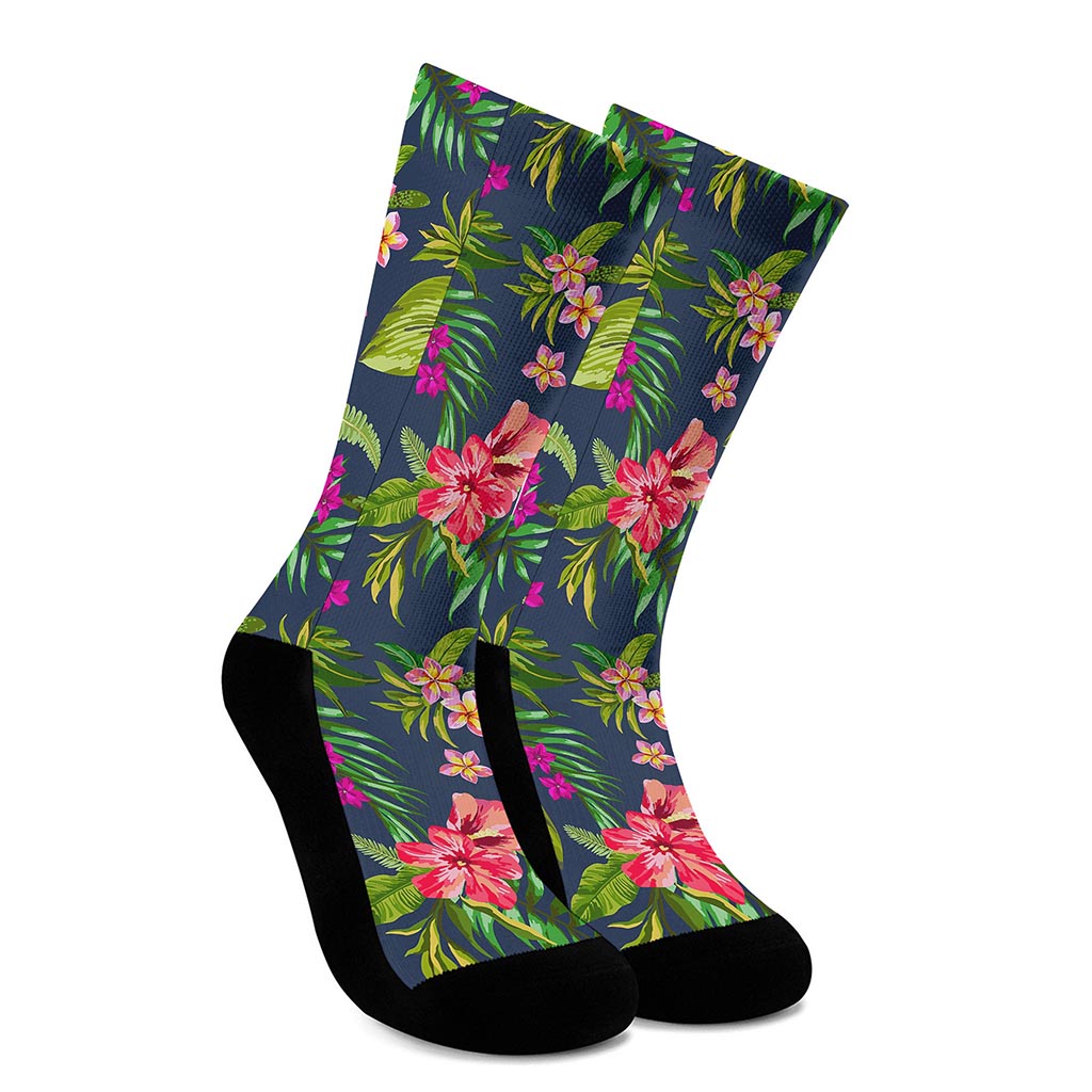 Aloha Hawaiian Flowers Pattern Print Crew Socks
