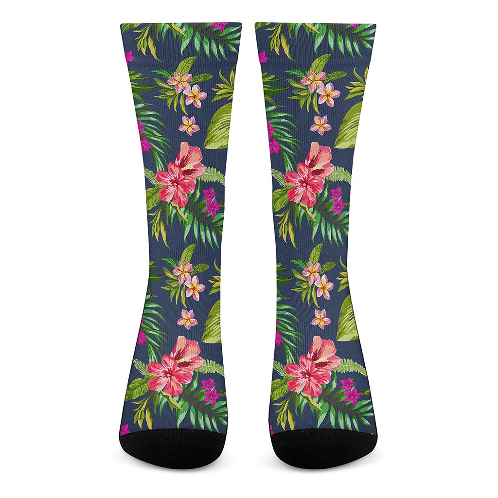 Aloha Hawaiian Flowers Pattern Print Crew Socks