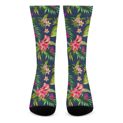 Aloha Hawaiian Flowers Pattern Print Crew Socks