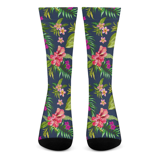 Aloha Hawaiian Flowers Pattern Print Crew Socks