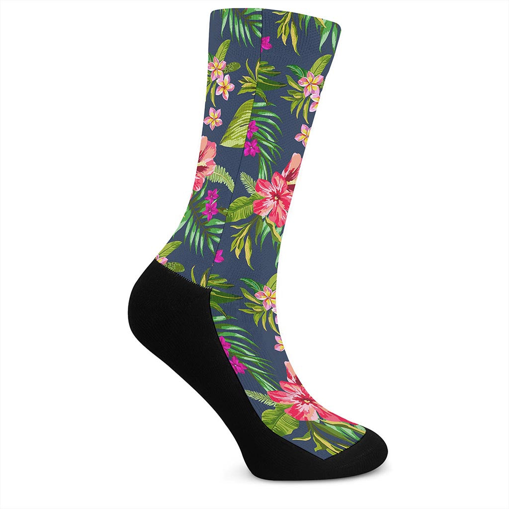 Aloha Hawaiian Flowers Pattern Print Crew Socks