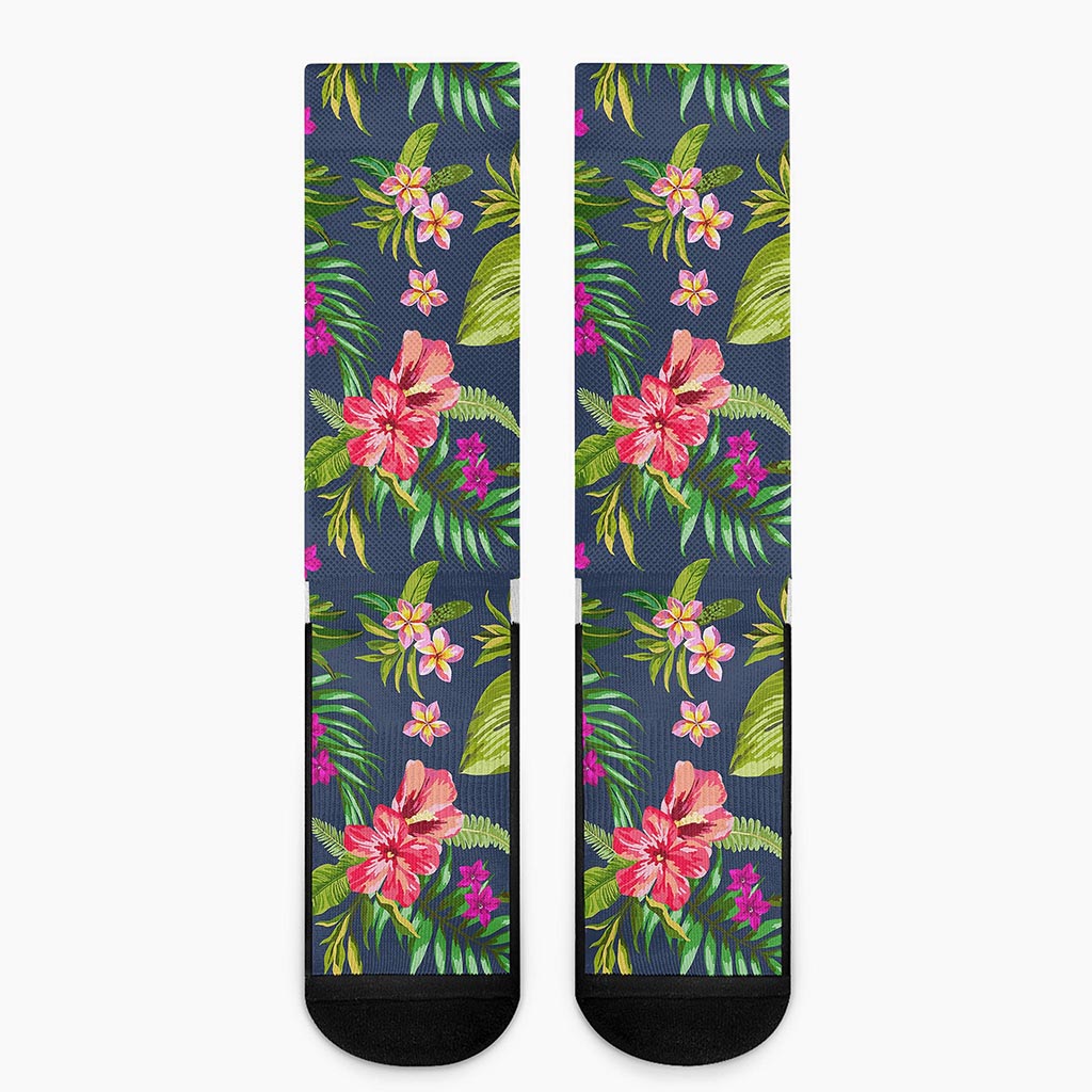 Aloha Hawaiian Flowers Pattern Print Crew Socks