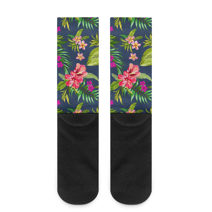 Aloha Hawaiian Flowers Pattern Print Crew Socks