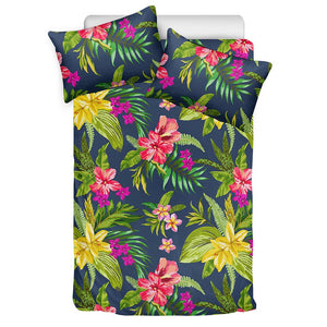 Aloha Hawaiian Flowers Pattern Print Duvet Cover Bedding Set