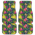 Aloha Hawaiian Flowers Pattern Print Front and Back Car Floor Mats