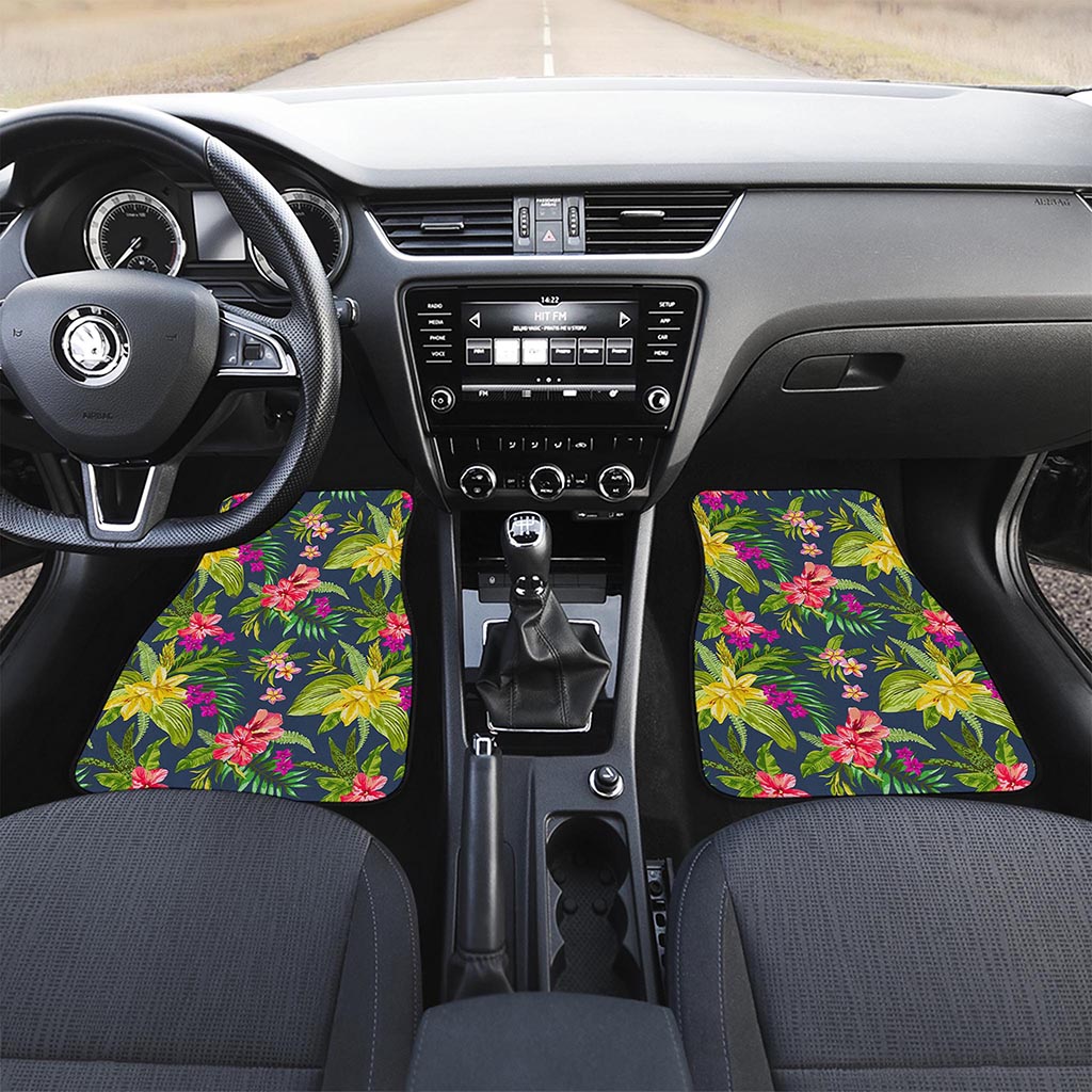 Aloha Hawaiian Flowers Pattern Print Front and Back Car Floor Mats