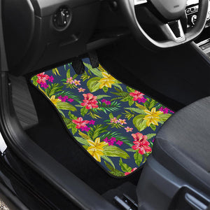 Aloha Hawaiian Flowers Pattern Print Front and Back Car Floor Mats