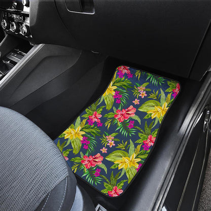 Aloha Hawaiian Flowers Pattern Print Front and Back Car Floor Mats