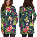 Aloha Hawaiian Flowers Pattern Print Hoodie Dress GearFrost