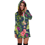 Aloha Hawaiian Flowers Pattern Print Hoodie Dress GearFrost