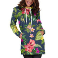Aloha Hawaiian Flowers Pattern Print Pullover Hoodie Dress