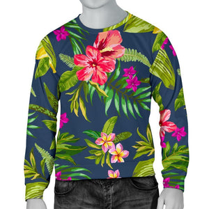 Aloha Hawaiian Flowers Pattern Print Men's Crewneck Sweatshirt GearFrost