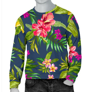 Aloha Hawaiian Flowers Pattern Print Men's Crewneck Sweatshirt GearFrost