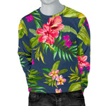 Aloha Hawaiian Flowers Pattern Print Men's Crewneck Sweatshirt GearFrost