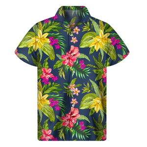 Aloha Hawaiian Flowers Pattern Print Men's Short Sleeve Shirt